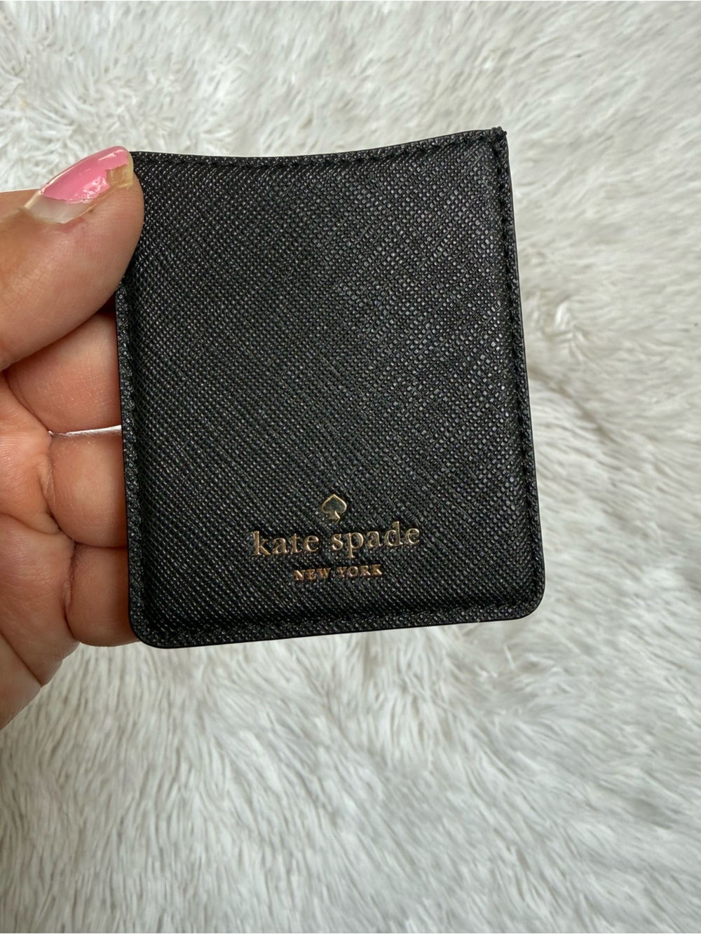 NWOT Kate Spade black leather card case for phone
